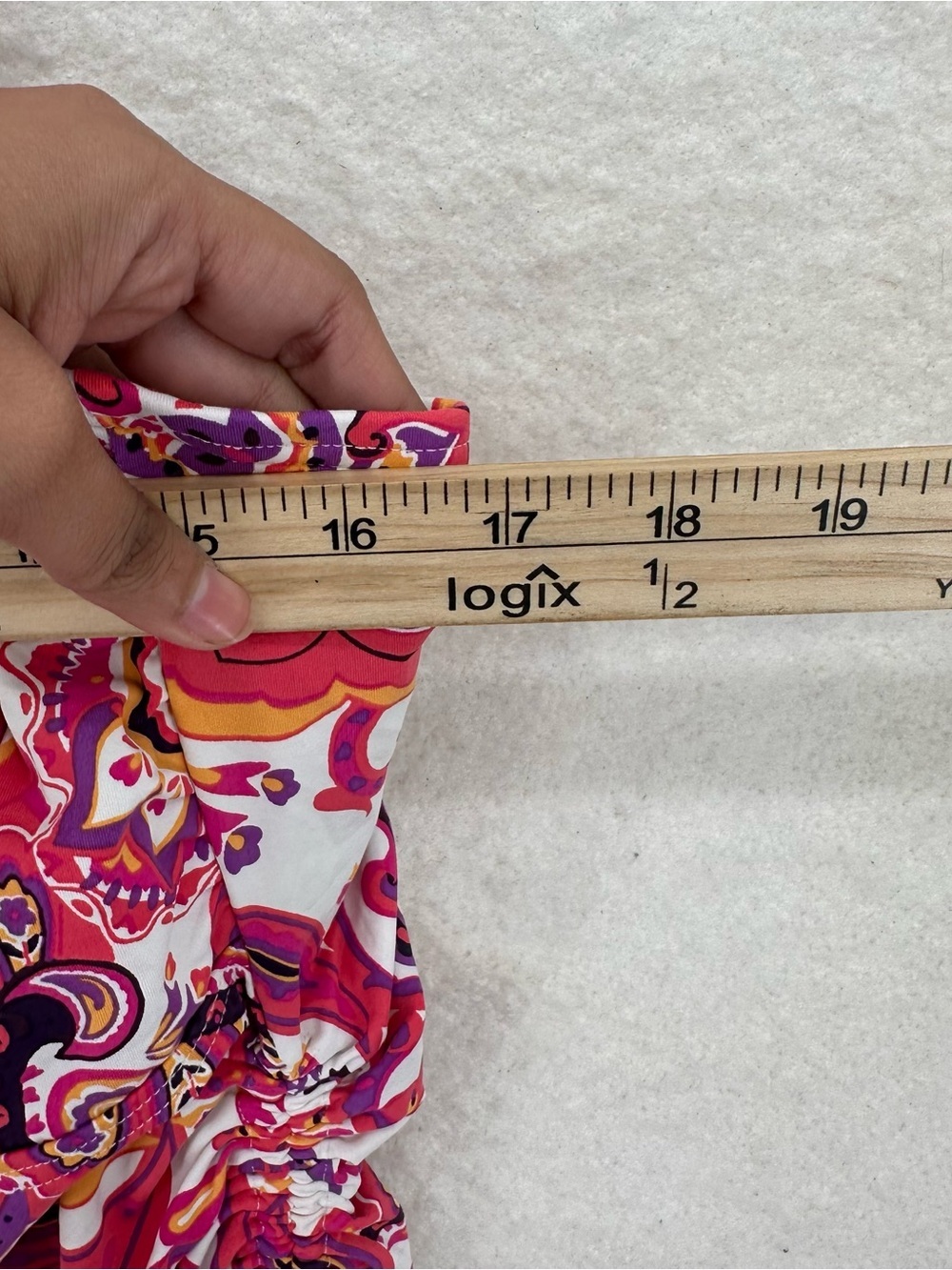 Tankini Y2K Paisley Ruched Swim Top in Orange Pink and White - Picture 5 of 6